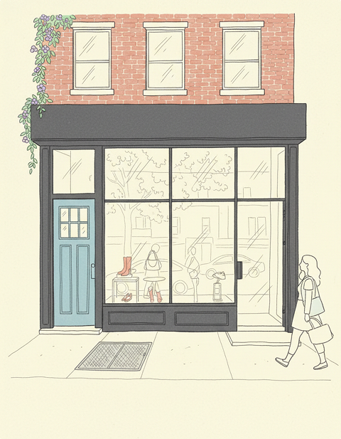 bear boutique shopfront illustration